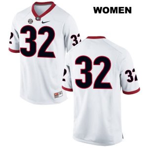 Women's Georgia Bulldogs NCAA #32 Jaylen Johnson Nike Stitched White Authentic No Name College Football Jersey RBY2054XC